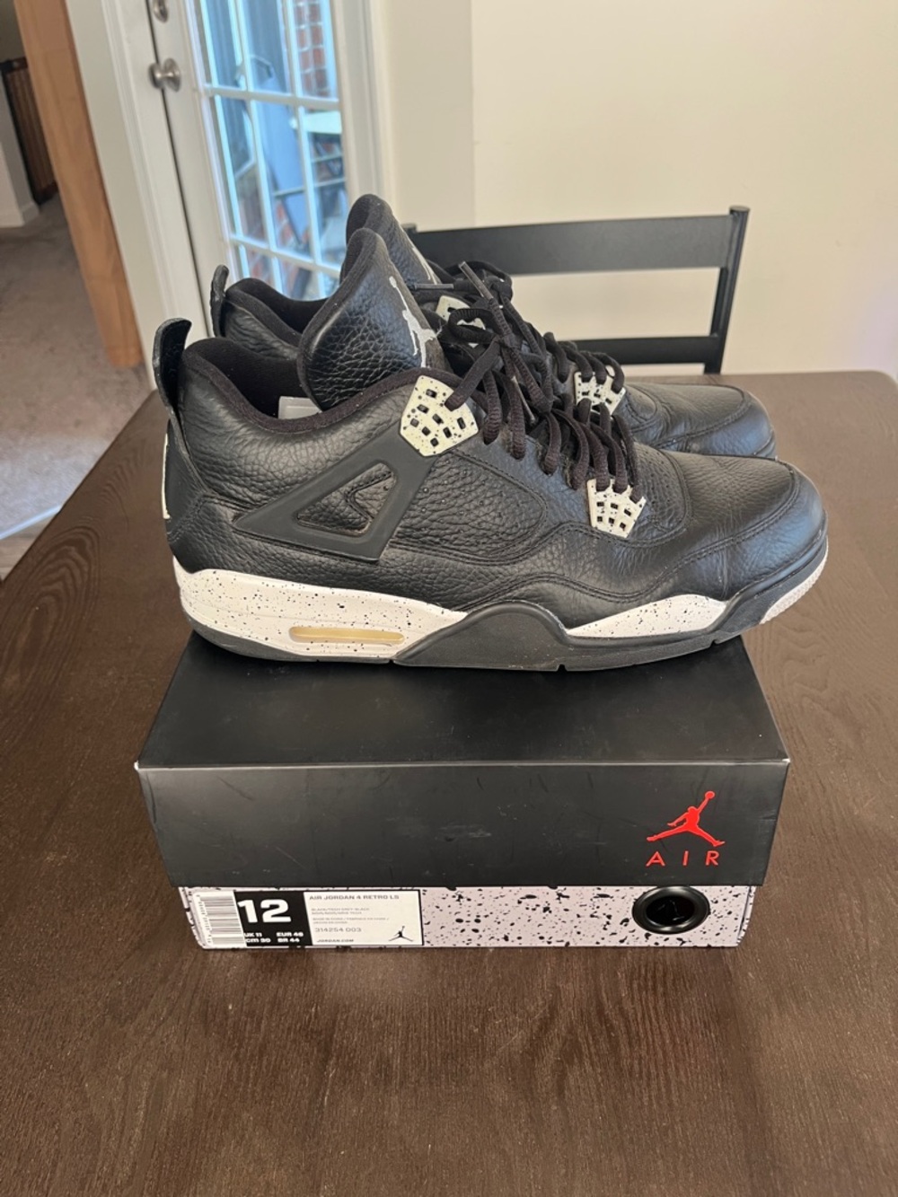 Air Jordan 4 Retro Men's Shoes - Black/White Oreo Size 12